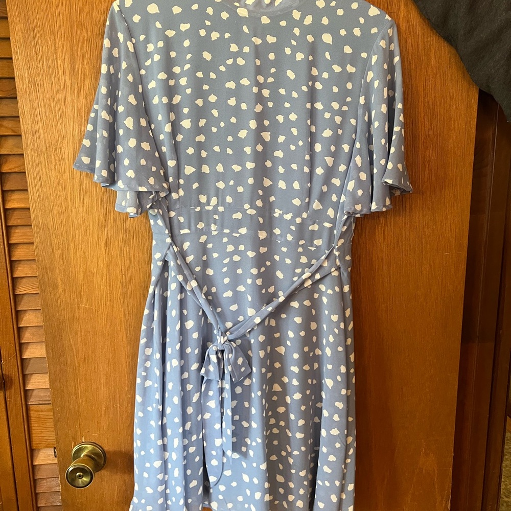 Blue and White Polka Dot Dress
